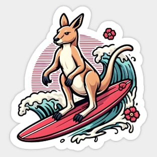 Surfing kangaroo Sticker